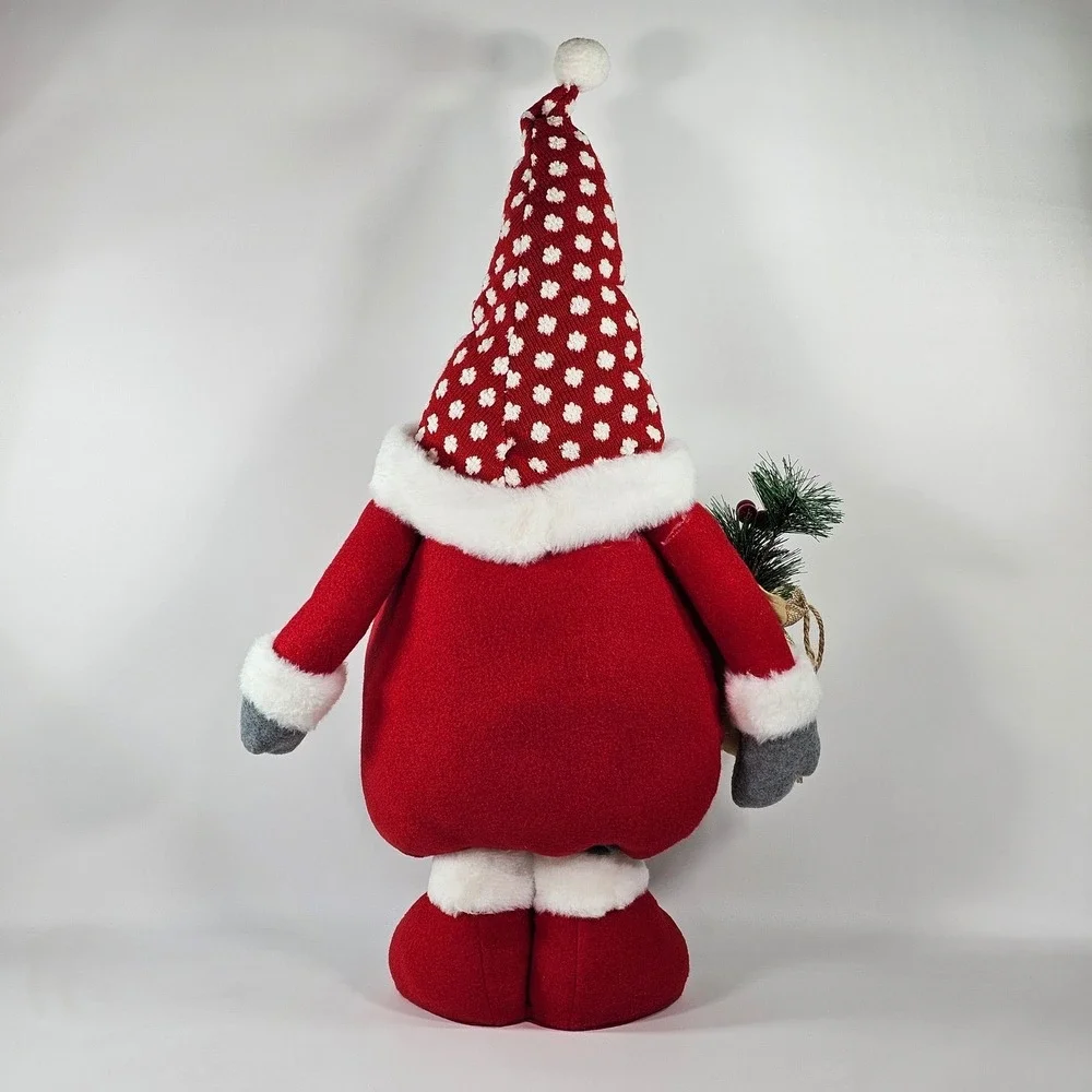 Holiday Time Floor Standing Gnome Expandable Christmas Decor Red Plaid 41